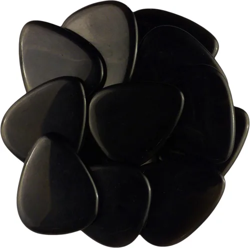 Miniatura 19 de Púa de guitarra o bajo de Obsidiana de Caoba en vidrio volcánico - 3.0 mm de calibre ultra pesado - Forma 351 - Púa exótica artesanal de gema