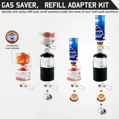 Miniatura 6 de Juego de adaptadores de recambio de propano/isobutano/butano de 3 piezas - Válvula adaptadora de recarga de estufa de camping para tanque de gas
