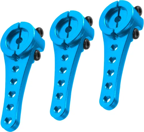 Miniatura 2 de Paquete de 3 servo de aluminio 25T servo brazo de dirección largo compatible con Futaba Savox Power HD Xcore 1/8 1/10 TRX4 SCX10 RC Crawler (azul)