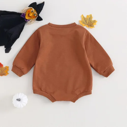 Miniatura 86 de Ropa de Halloween para bebé niña, sudadera con estampado de calabaza, mameluco de burbujas, lindo traje de Acción de Gracias de otoño