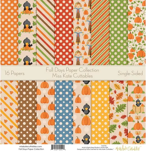 Miniatura 4 de Paquete de papel de patrón – Días de otoño – Papel especial premium de una cara de 12 x 12 pulgadas, colección incluye 16 hojas – por Miss Kate