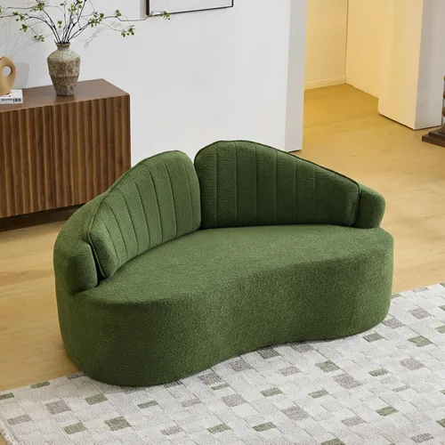 Miniatura 12 de Sofá biplaza curvo de 67 pulgadas para sala de estar, sofá biplaza de asiento profundo con 2 almohadas decorativas, sofá biplaza moderno con tela