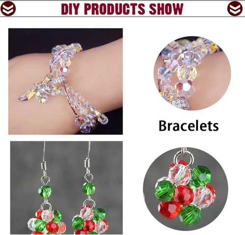 Miniatura 5 de 300 piezas de cuentas de cristal rondelle de 4 mm para hacer joyas, cuentas de cristal facetadas redondas de AB para joyería, cuentas espaciadoras