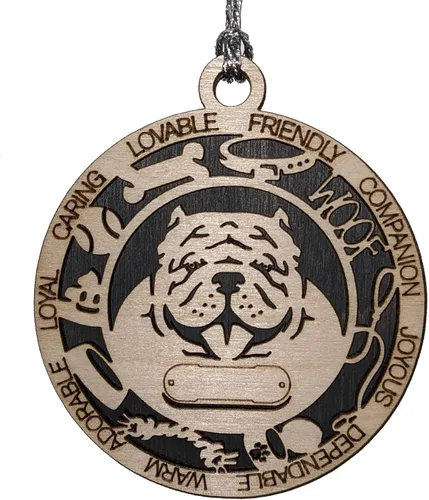 Miniatura 31 de Adorno de Navidad personalizado de madera para perro de 3 pulgadas, nombre y texto personalizables, hecho a mano en Estados Unidos, diseño de corte