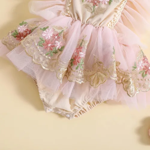 Miniatura 3 de Engofs Mameluco de encaje floral para el primer cumpleaños para niña