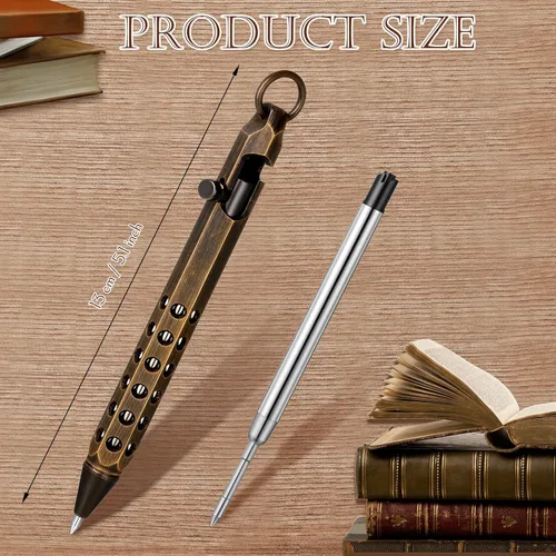 Miniatura 7 de Chinco Juego de 12 bolígrafos de acción con pernos, regalo para hombres, 4 bolígrafos hexagonales de latón macizo, 8 recambios de tinta, bolígrafo