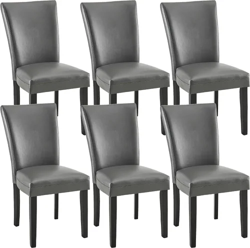 Miniatura 8 de LEEMTORIG Juego de 2 sillas de comedor de piel sintética modernas de mediados de siglo, sillas Parsons tapizadas de lujo con patas de madera maciza