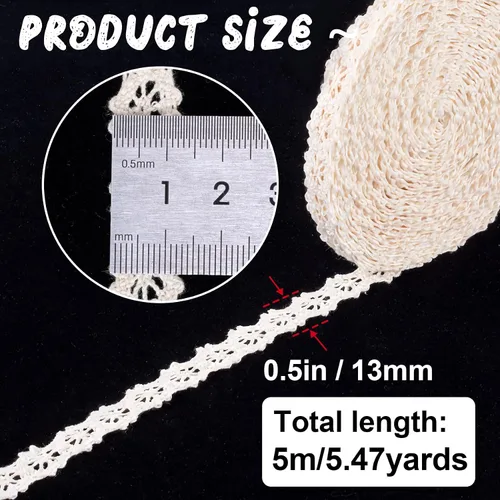 Miniatura 2 de 5.47 yardas, cinta de coser de encaje floral, adornos decorativos suaves para envolver ramos, lazos de bricolaje, clip para el cabello, decoración