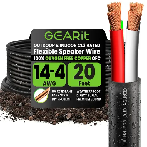 Miniatura 10 de GEARit Cable de altavoz exterior clasificado CL3, cable de altavoz calibre 14, cable de altavoz 100 pies para altavoces exteriores, patio, jardín