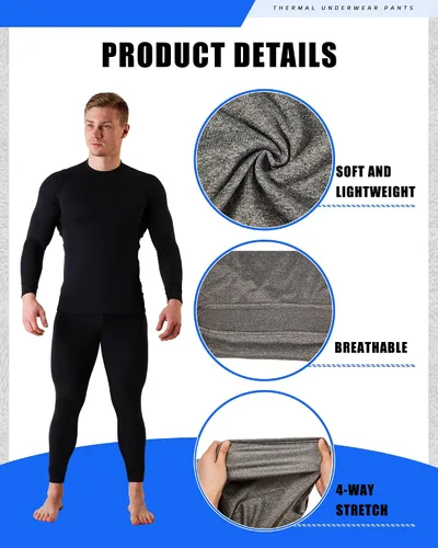 Miniatura 4 de Taiyin 8 camisas térmicas para hombre, ropa interior térmica de manga larga, cuello redondo, manga larga, capa base