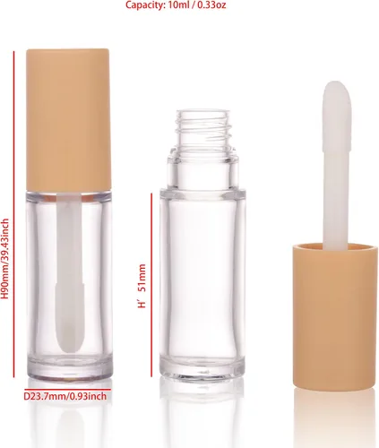 Miniatura 2 de COSIDEA 15 tubos vacíos de PETG grandes doe foot Wand Lip Gloss Tubes de 0.3 fl oz 0.33 oz tubo de brillo de labios nude con aplicador de cepillo
