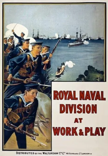Miniatura 2 de Póster de la Primera Guerra Mundial, diseño de la división británica de la Royal Navy en el trabajo y el recreo, tamaño A1, A2, A3