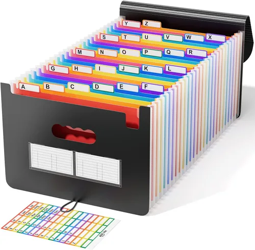 Miniatura 18 de ABC life Organizador de archivos de acordeón de 26 bolsillos, soporte mensual expandible de alta capacidad para facturas y recibos con pestañas