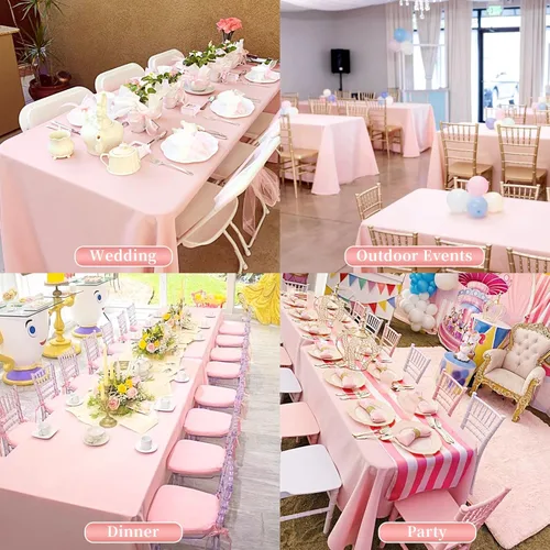 Miniatura 138 de Showgeous Paquete de 4 manteles redondos color rosa intenso de 120 pulgadas de poliéster para mesas redondas, manteles de tela decorativa lavable