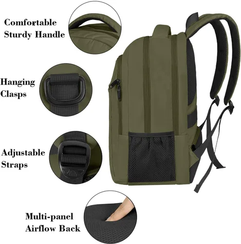 Miniatura 2 de MATEIN Mochila de viaje para laptop de 15.6 pulgadas, mochila resistente para computadora para mujeres y hombres con puerto de carga USB, mochila