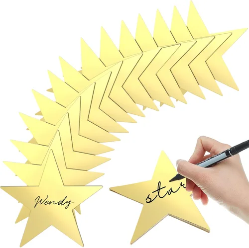 Miniatura 17 de Leinuosen 80 Piezas de Recortes de Estrellas de Purpurina, Estrellas de Cartón de Papel Impresas Dobles, Decoraciones para Tablón de Anuncios, Pared