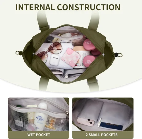Miniatura 5 de WLLWOO - Bolsa de gimnasio pequeña con bolsillo húmedo para mujer, bolsa de lona para yoga, bolsa de entrenamiento ligera para baile, fines
