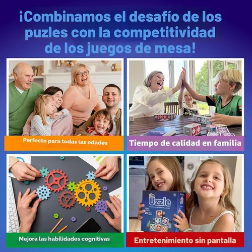 Miniatura 2 de The Uzzle 3.0 Juego de mesa, Juegos de mesa familiares para niños y adultos, Juegos de rompecabezas de bloques para edades 4+