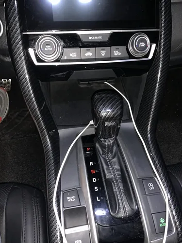 Miniatura 8 de Kadore Tira de moldura de palanca de cambios interior de fibra de carbono para Honda Civic 10ª generación LHD 2016 2017 2018 2019 2020 2021