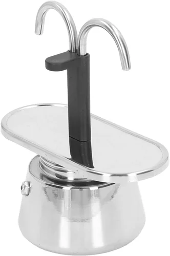 Miniatura 8 de Olla Moka de acero inoxidable, máquina de café expreso, olla moka de doble tubo de 3.4 fl oz, cafetera italiana y cubana con colador para café
