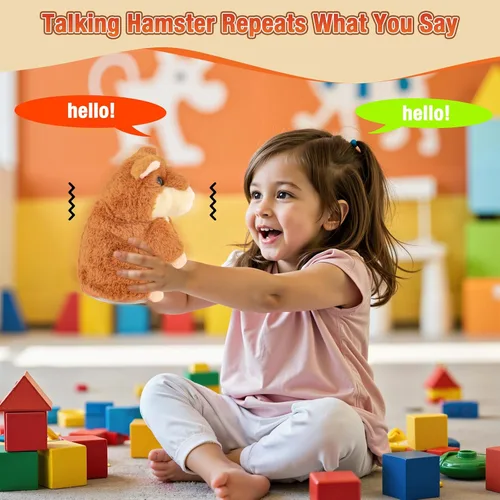 Miniatura 3 de Hámster parlante – Juguete de animales de peluche para niños de 2, 3, 4, 5, 6 años, repite lo que dices, juguetes de peluche interactivos