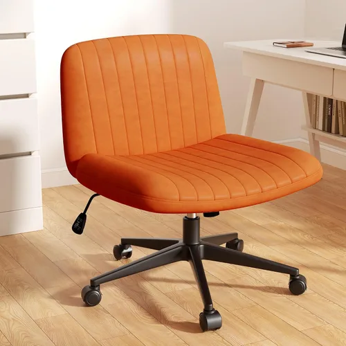 Miniatura 10 de Silla cruzada con ruedas, silla de oficina con patas cruzadas, sillas de oficina sin brazos, sillas de oficina giratorias de tela inclinable
