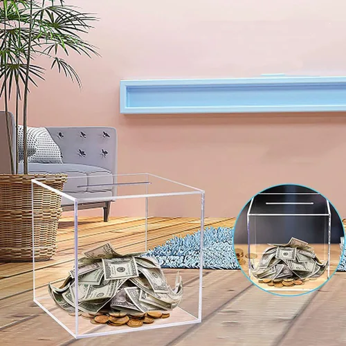 Miniatura 6 de Alcancía transparente, acrílico transparente, monedas simples para ahorrar dinero en efectivo caja para Año Nuevo