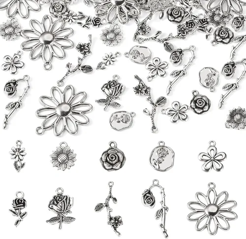 Miniatura 17 de Craftdady Colgantes de aleación de plata antigua estilo tibetano, bonitos dijes colgantes de metal, colgantes de animales vintage, dijes colgantes