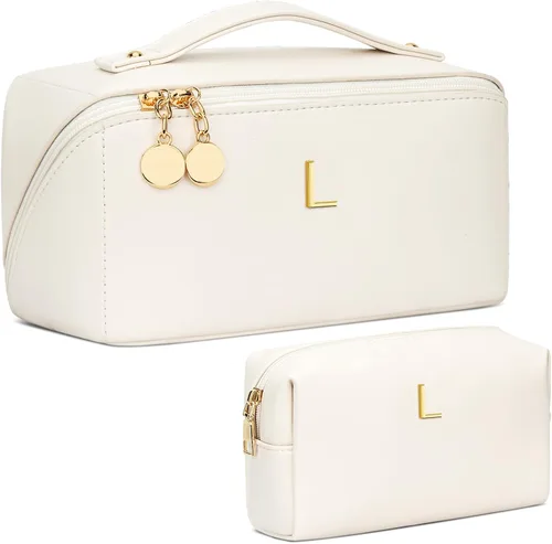 Miniatura 74 de Regalos de cumpleaños para mujeres y adolescentes, juego de bolsas organizadoras de maquillaje con iniciales personalizadas, bolsa de cosméticos