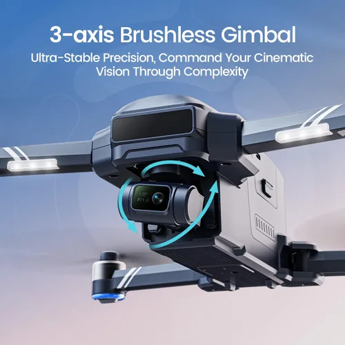 Miniatura 3 de Holy Stone HS600D Dron con cámara para adultos, video 4K/30fps, foto 48MP/8K, cardán de 3 ejes con EIS, resistencia al viento nivel 6, tiempo