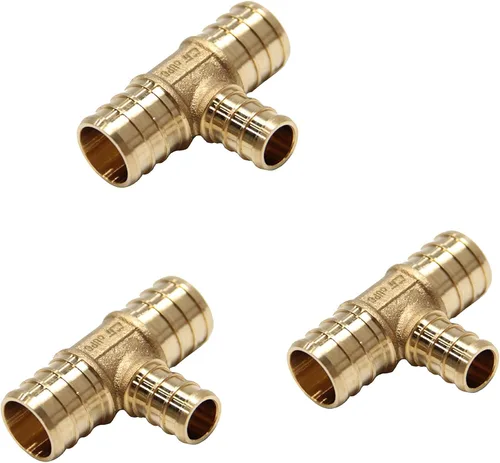 Miniatura 14 de Paquete de 2 accesorios de engarce de latón reductor Pex de 3/4 pulgadas x 3/4 pulgadas x 1/2 pulgadas, ASTM F1807, (PEX1807077-2PCS)