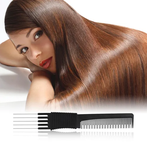 Miniatura 3 de 2 peines de carbono negro para levantar el pelo, de doble cabeza, herramienta de peine de cola de rata para cabello grueso, fino y fino, esponjoso