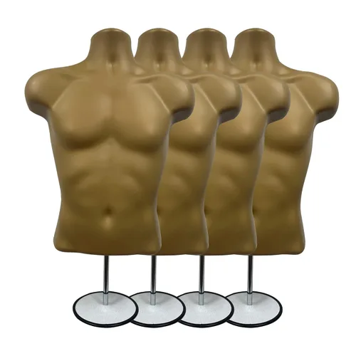 Miniatura 20 de Maniquí masculino de torso con soporte de metal, parte trasera hueca, cuerpo apilable, forma de vestido para exhibición de camisetas, mostrador