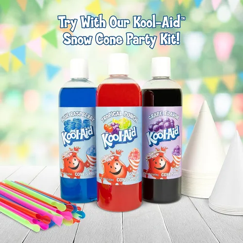Miniatura 7 de Nostalgia Kool-Aid Máquina de hielo afeitado con cono de nieve, máquina retro para granizado de mesa que hace 20 golosinas heladas, incluye 2 vasos