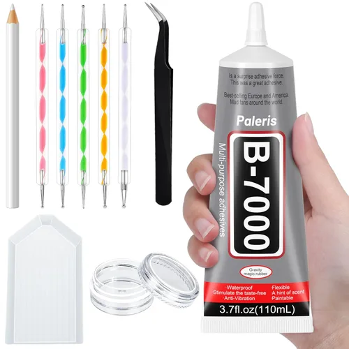 Mejora B-7000 Pegamento para Joyería de Diamantes de Imitación Transparente, 110ml 3.7 fl oz Adhesivo para Manualidades, Pegamento Super Reparador