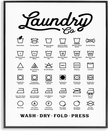 Miniatura 17 de Stupell Industries Guía de Símbolos de Lavandería Tipografía Beige 11 x 14 Negro medianoche