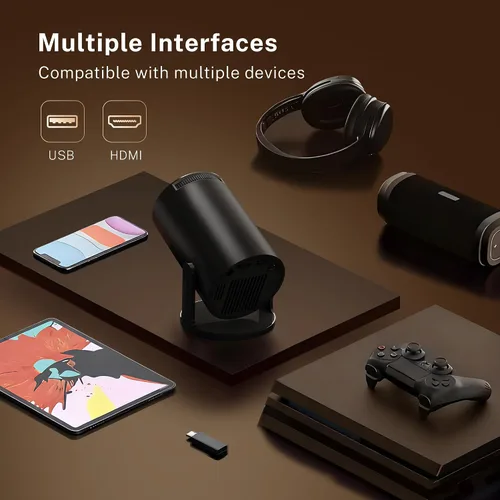 Miniatura 8 de [Aplicaciones integradas y actualizadas en 2025] Mini proyector con Wi-Fi 6 y Bluetooth 5.4, soporte 1080P 4K Full HD, Auto Keystone 360° Proyector