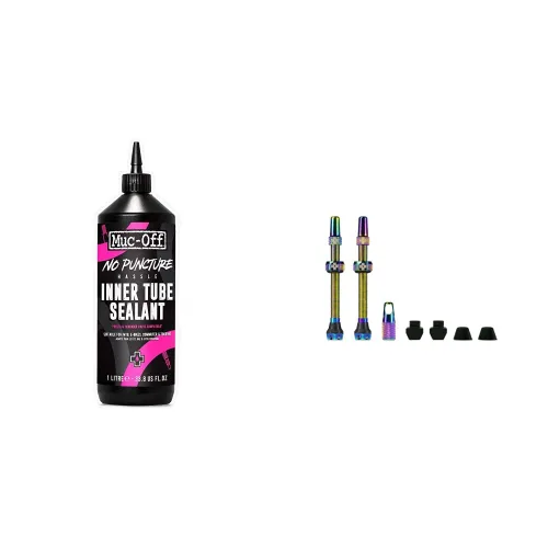Muc-Off Sellador de tubo interior sin complicaciones de pinchazos, 1 litro - Sellador de reparación de pinchazos de tubo de bicicleta y válvulas sin