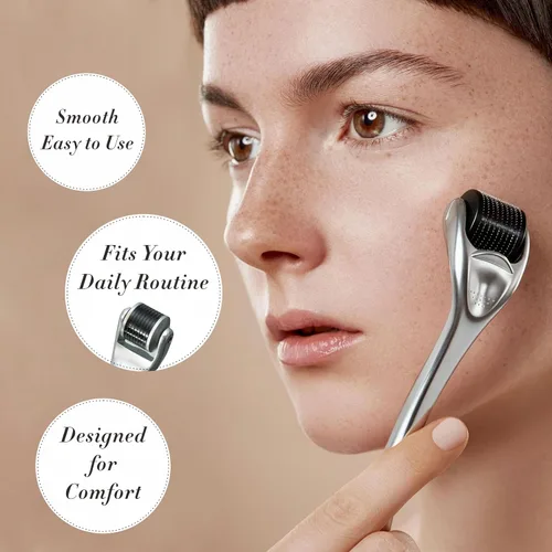 Miniatura 5 de Derma Roller - Rodillo de microagujas de titanio - Rodillo de microagujas 540 para cuidado de la piel y aseo - Rodillo de microagujas premium