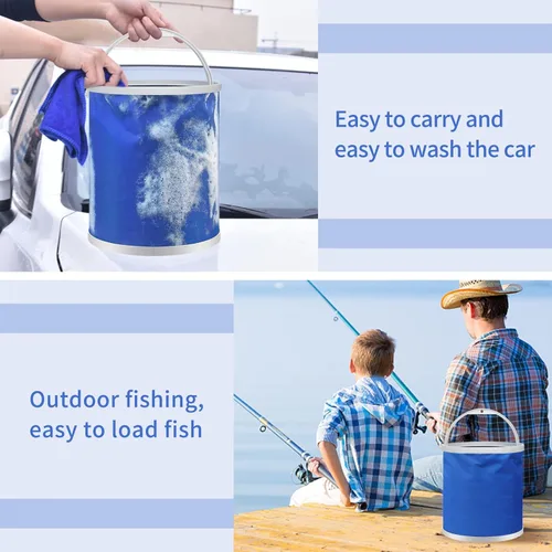 Miniatura 7 de Homelove Cubo de pesca plegable para campamento, contenedor de agua duradero de 11 L (2.9 galones), para lavado de autos, navegación u otras