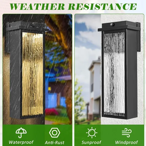 Miniatura 4 de VenzBlomia Lámpara de pared exterior de 16" en negro del atardecer al amanecer LED, lámpara de iluminación exterior grande, lámpara de pared montada