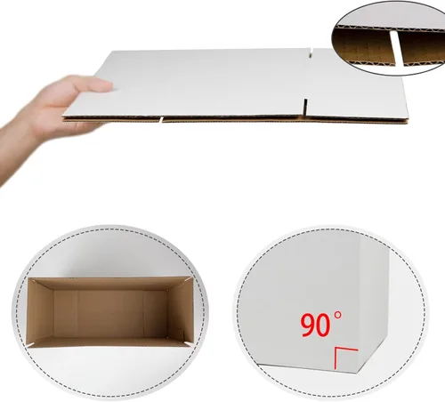 Miniatura 3 de Cajas de envío de 12 x 8 x 5 pulgadas, cajas de cartón corrugado blanco para pequeñas empresas, paquete de 25