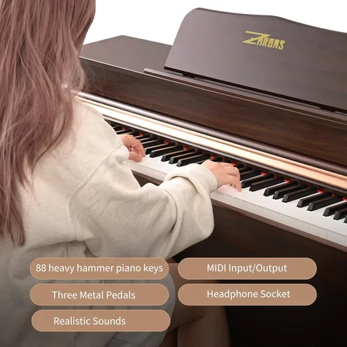 Miniatura 4 de Piano digital de 88 teclas con teclado de tamaño completo y teclas completamente ponderadas, teclado de piano acústico profesional con martillo