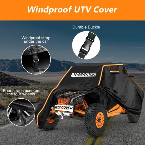 Miniatura 3 de Funda UTV de 2 plazas para Can am Maverick X3/Yamaha YXZ 1000R/RZR Pro XP con tiras reflectantes, resistente al viento, impermeable, para todo tipo