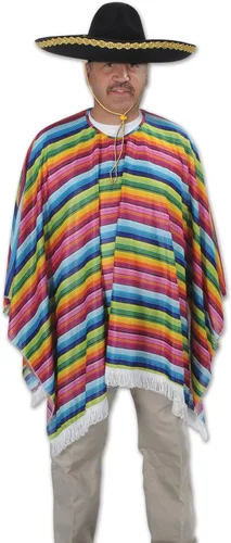 Beistle Cinco De Mayo Mexican Fiesta Serape Poncho Accesorio de disfraz, talla única, multicolor, se adapta