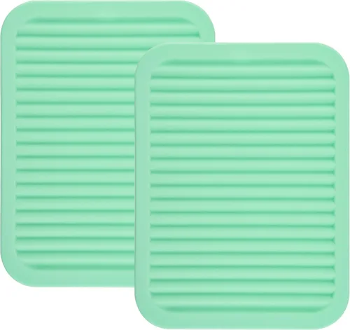 Salvamanteles de silicona para platos y ollas, encimera, almohadillas calientes de mesa, soporte para cucharas, juego de 2 alfombrillas de secado L: