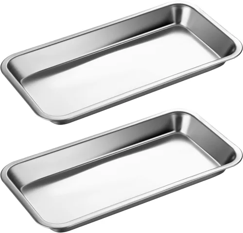 Bandeja quirúrgica médica de acero inoxidable para instrumentos, organizador de 2 unidades, herramientas de bandeja de procedimiento dental
