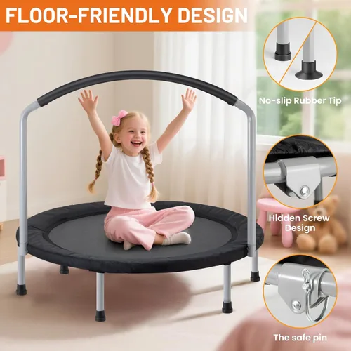 Miniatura 3 de ATIVAFIT Trampolín infantil de 36 pulgadas con mango grande, compacto para interiores y exteriores, mini trampolín para niños pequeños (2-6 años)