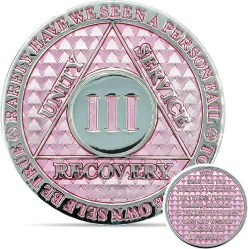Miniatura 28 de Moneda de sobriedad de 10 años Chip AA Legacy Ficha de aniversario de recuperación de triplaca gruesa (Aqua)