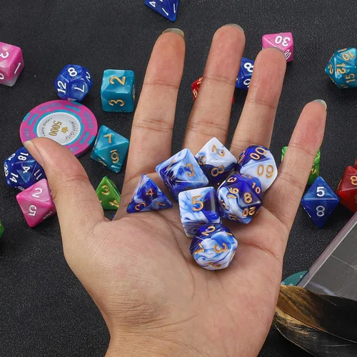 Miniatura 5 de QMAY DND Juego de Dados - 7 Piezas de Dados Poliédricos con Bolsa de Dados D&D para Mazmorras y Dragones, RPG, MTG, Juegos de Rol